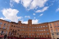 SIENA, ITALY Ã¢â¬â MAY 25, 2017: Campo Square Piazza del Campo, Palazzo Pubblico and Mangia Tower Torre del Mangia. Royalty Free Stock Photo